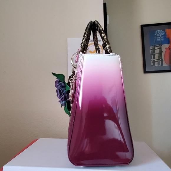 Lady Dior purple white silver hard ware medium bag - Picture 13 of 14